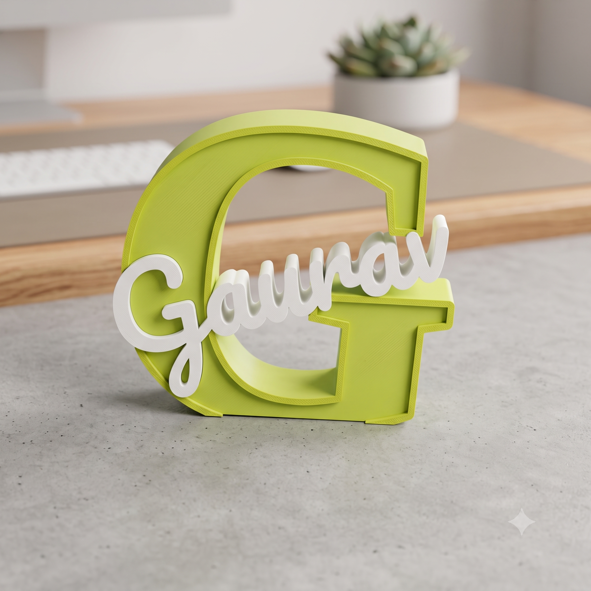 Custom Monogram Initial & Name Desk Plate — view 5 of 5 by Alycia's Studio